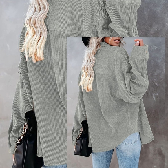 🌞 Corduroy Shirts Causal Long Sleeve Button Dow - Picture 1 of 4